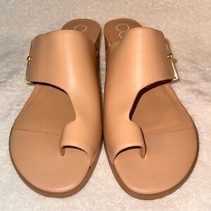 Calvin Klein Tan leather sandals with adjustable strap and buckle closure
